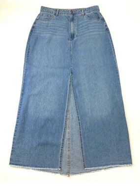 And Now This cotton denim split front maxi skirt Size 14 summer jean skirt